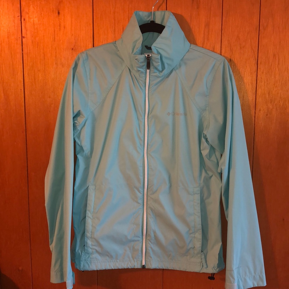 Blue Columbia windbreaker jacket